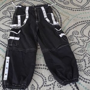 Black and white cargo pants with chains
